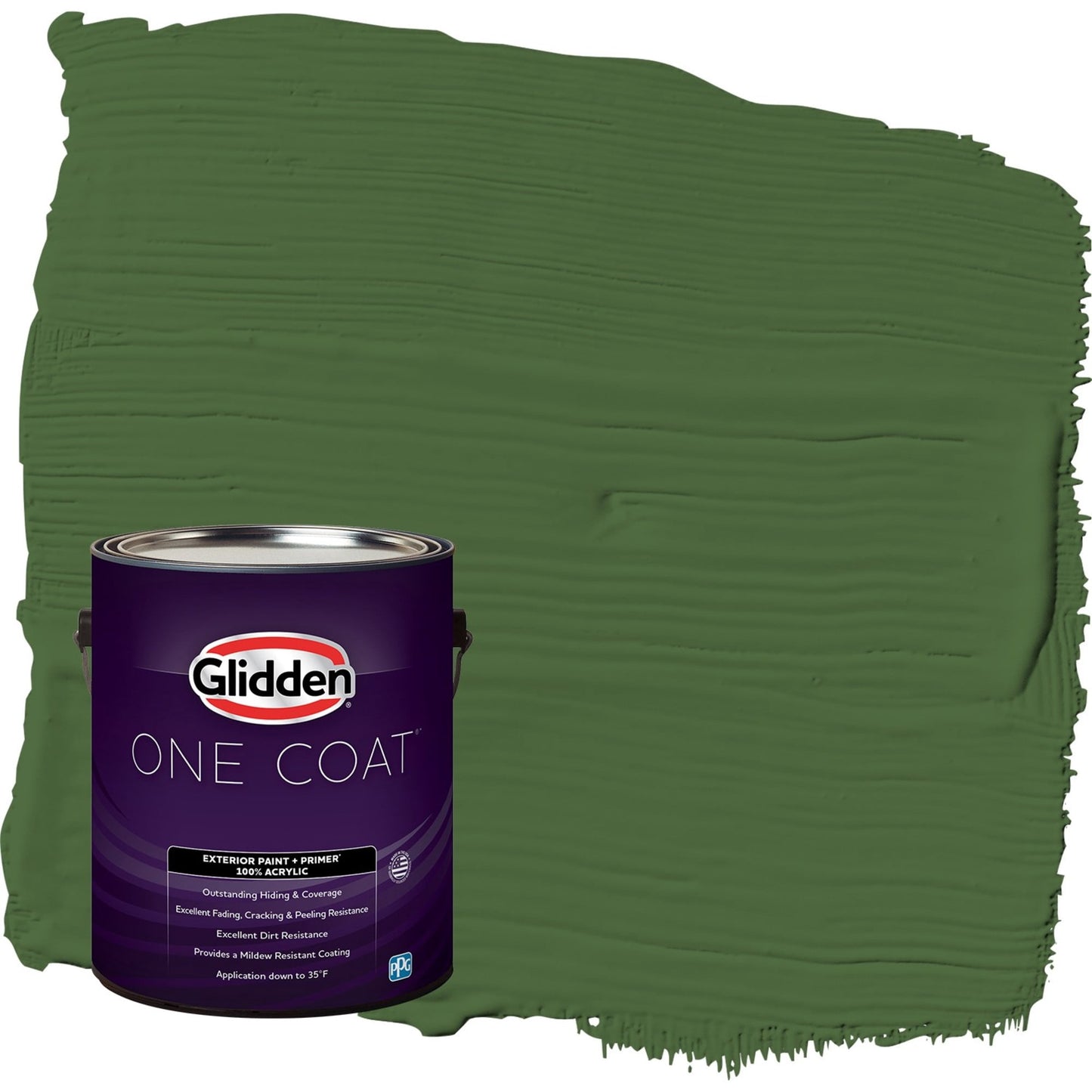 Glidden One Coat Mountain Forest / Green Semi-Gloss Exterior Paint with Primer, 1 Gallon