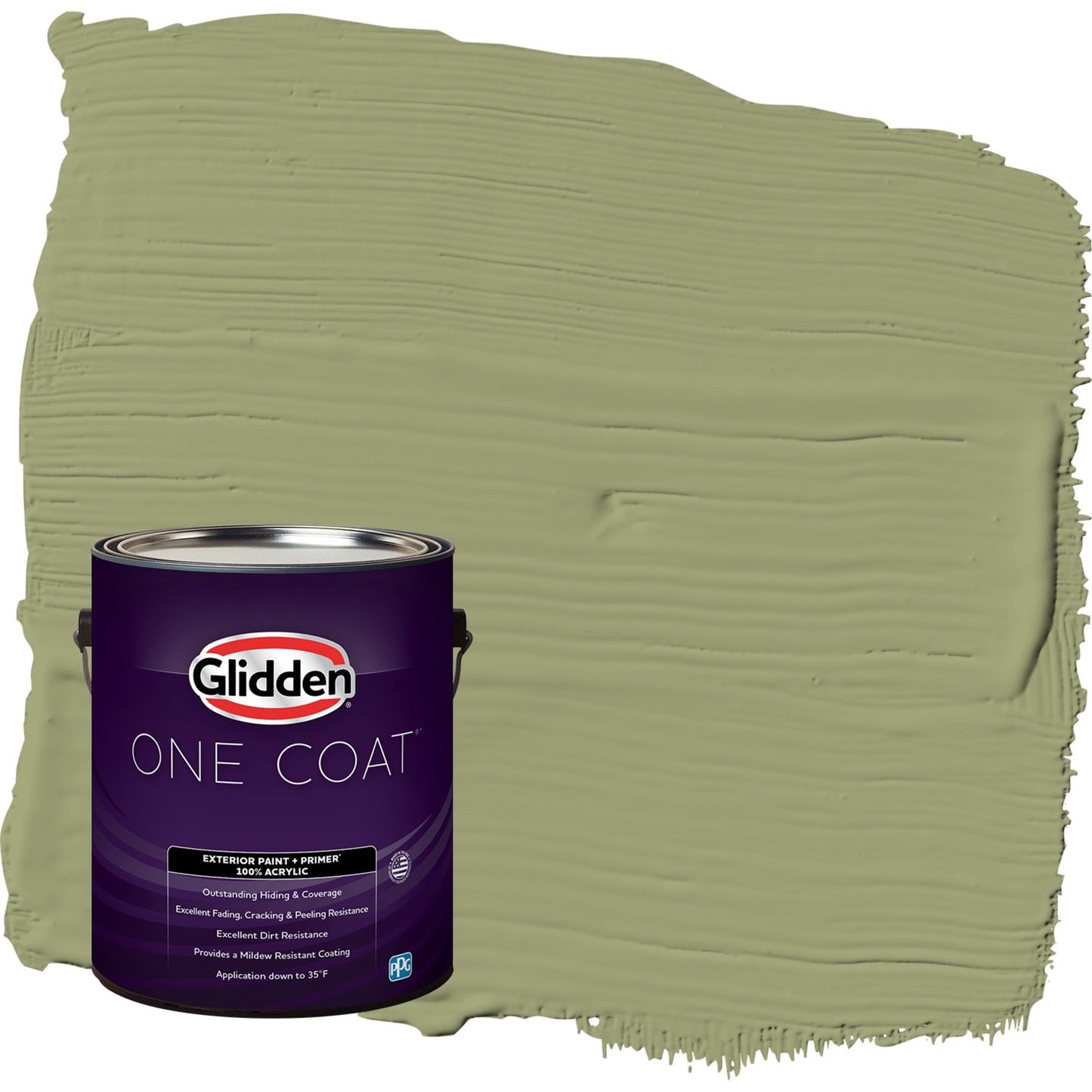 Glidden One Coat Pine Trail / Green Semi-Gloss Exterior Paint with Primer, 1 Gallon