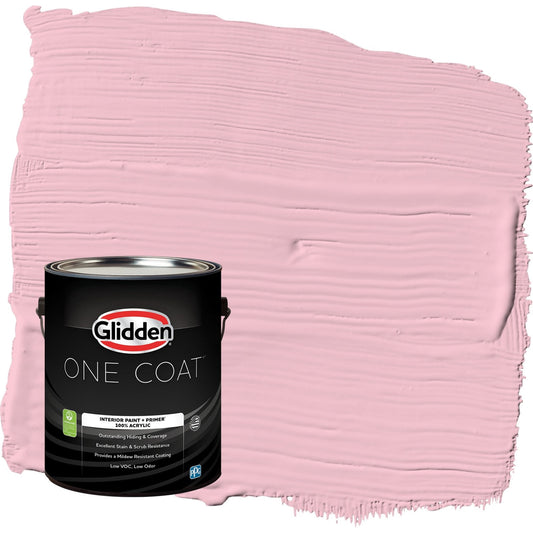 Glidden One Coat Rose Melody / Pink Semi-Gloss Interior Paint with Primer, 1 Gallon