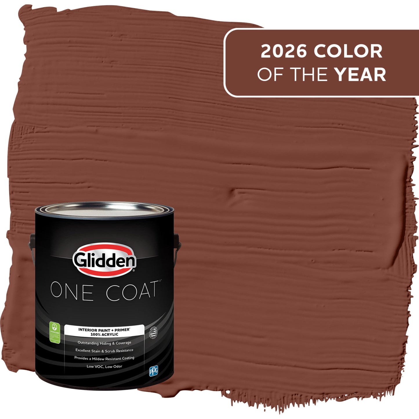 Glidden One Coat Warm Mahogany / Red Semi-Gloss Exterior Paint with Primer, 1 Gallon