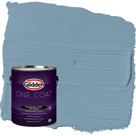 Glidden One Coat Americana / Blue Satin Exterior Paint with Primer, 1 Gallon