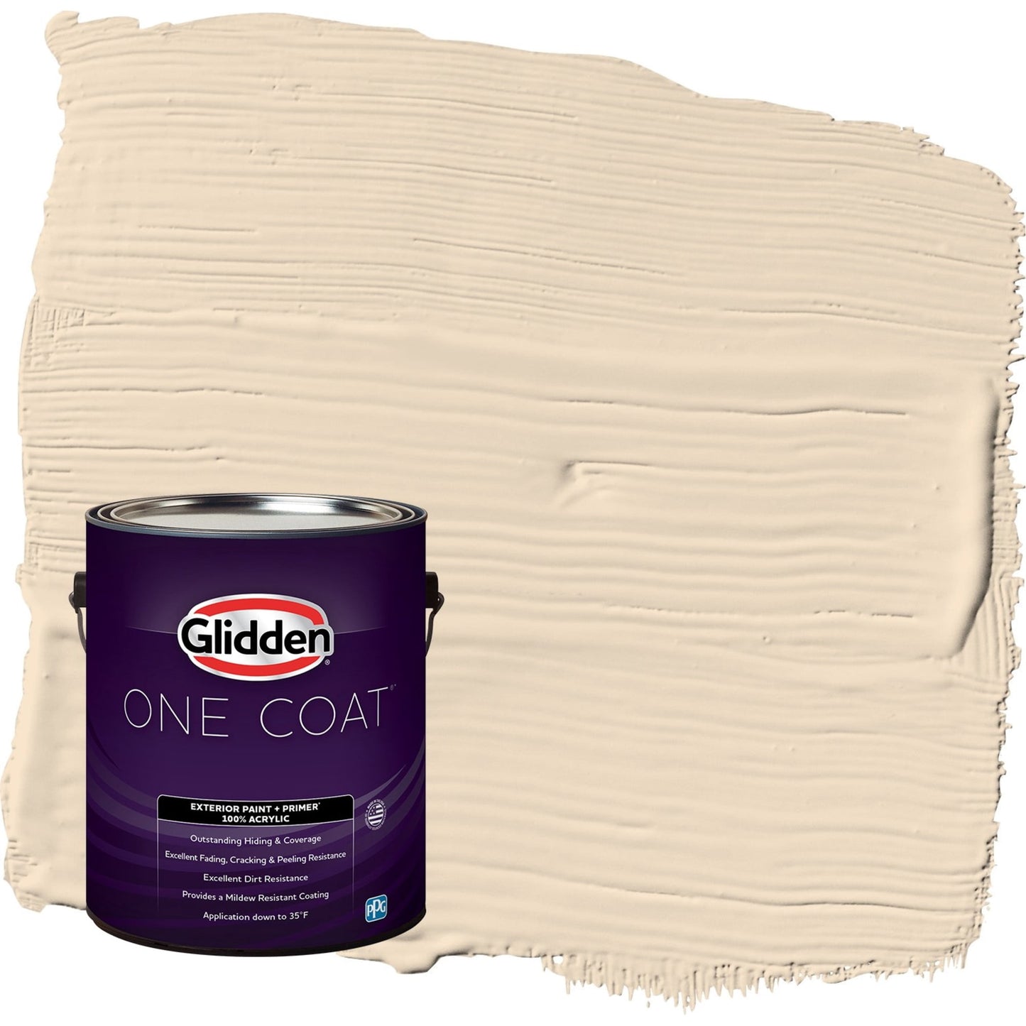 Glidden One Coat Antique Parchment / Beige Satin Exterior Paint with Primer, 1 Gallon