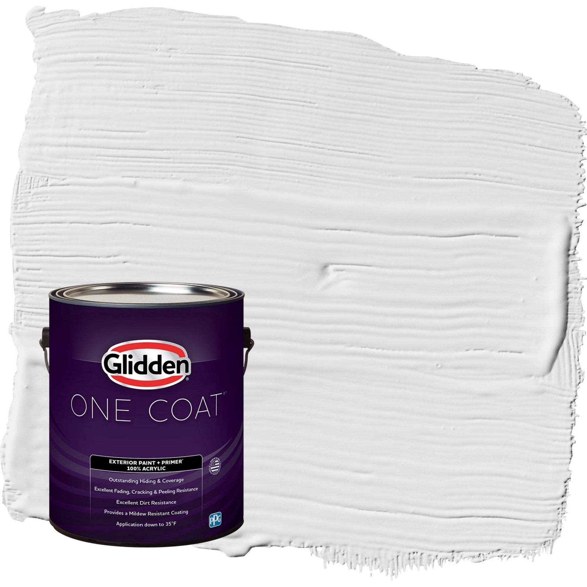 Glidden One Coat Aria / White Flat Exterior Paint with Primer, 1 Gallon
