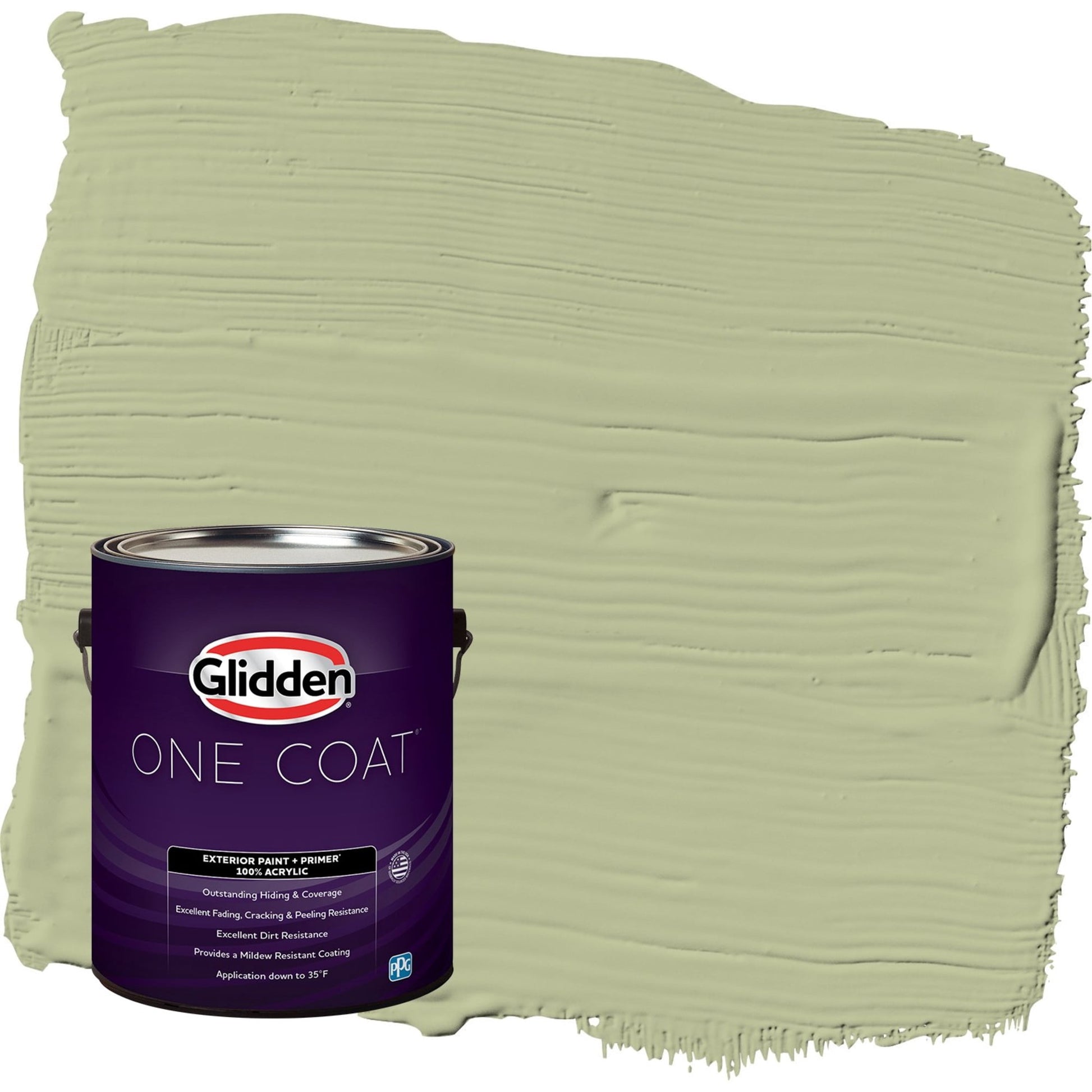 Glidden One Coat Bahia Grass / Green Flat Exterior Paint with Primer, 1 Gallon
