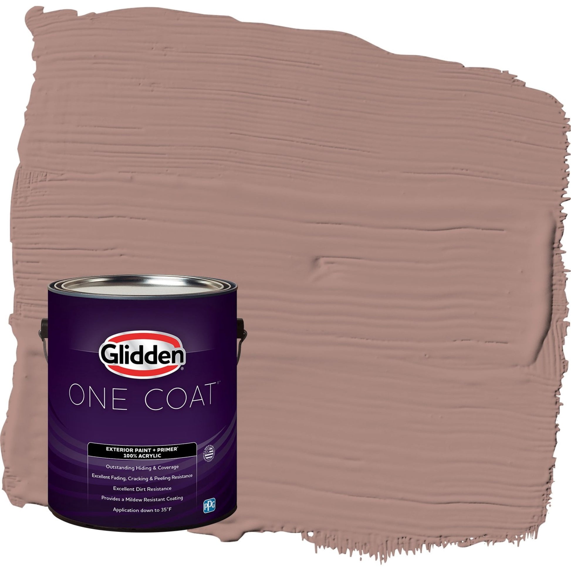 Glidden One Coat Bedford Brown / Red Flat Exterior Paint with Primer, 1 Gallon