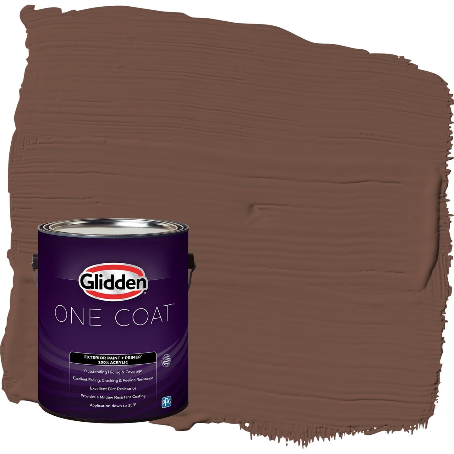 Glidden One Coat Bigfoot / Brown Satin Exterior Paint with Primer, 1 Gallon