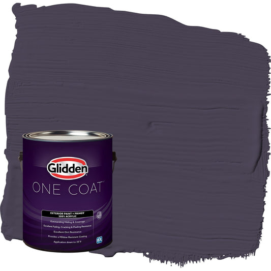 Glidden One Coat Blackberry / Purple Satin Exterior Paint with Primer, 1 Gallon