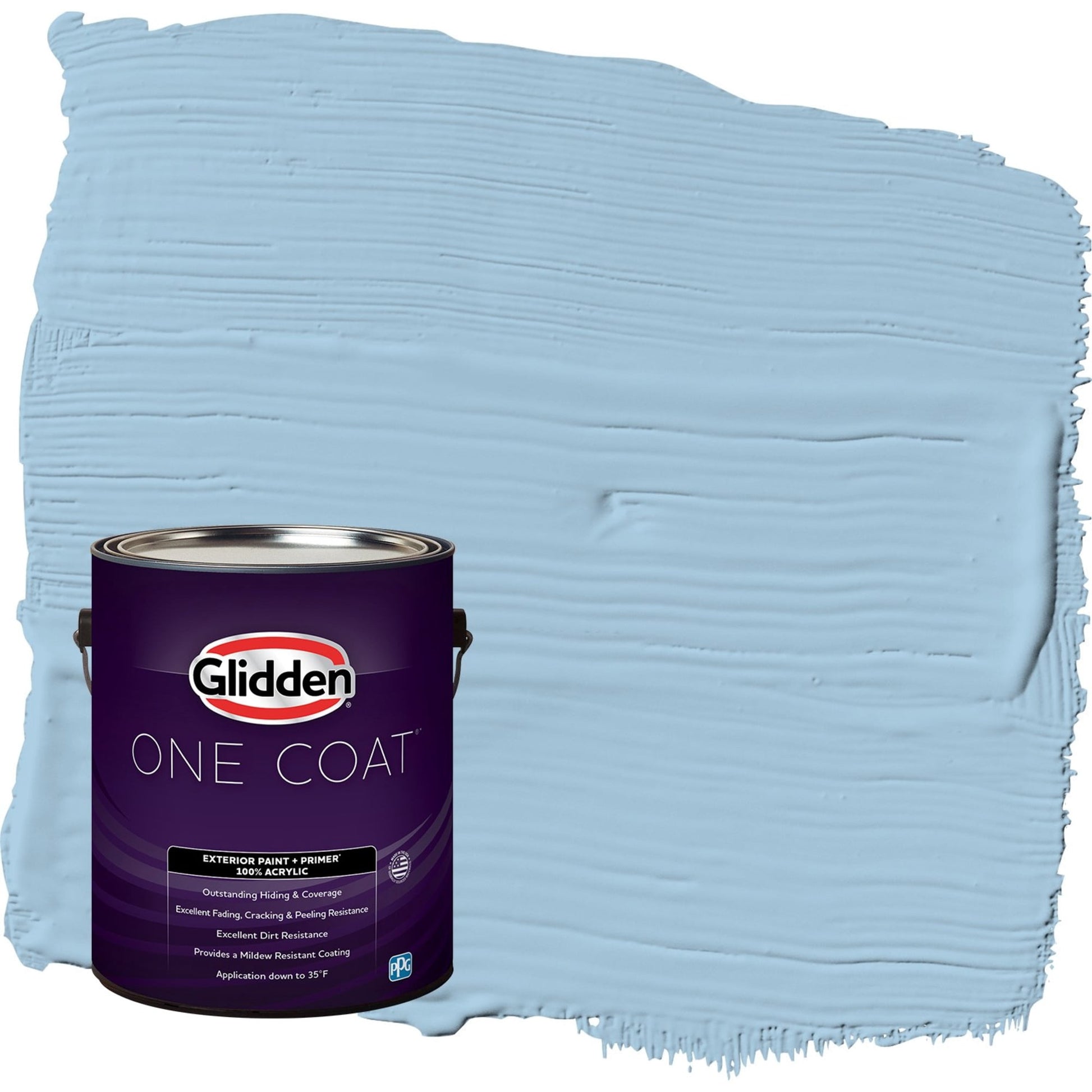 Glidden One Coat Blue Bows / Blue Flat Exterior Paint with Primer, 1 Gallon