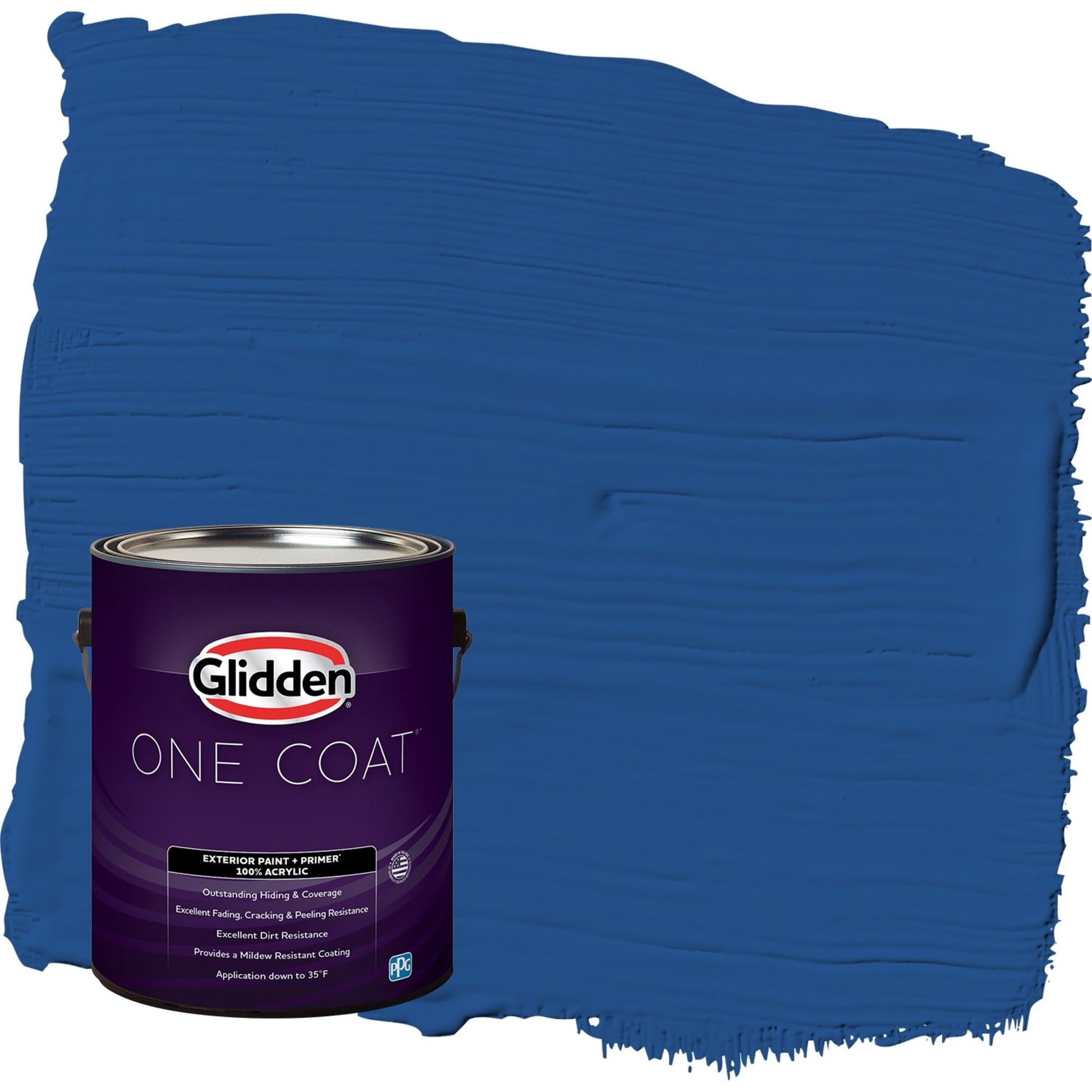 Glidden One Coat Brilliant Blue / Blue Satin Exterior Paint with Primer, 1 Gallon