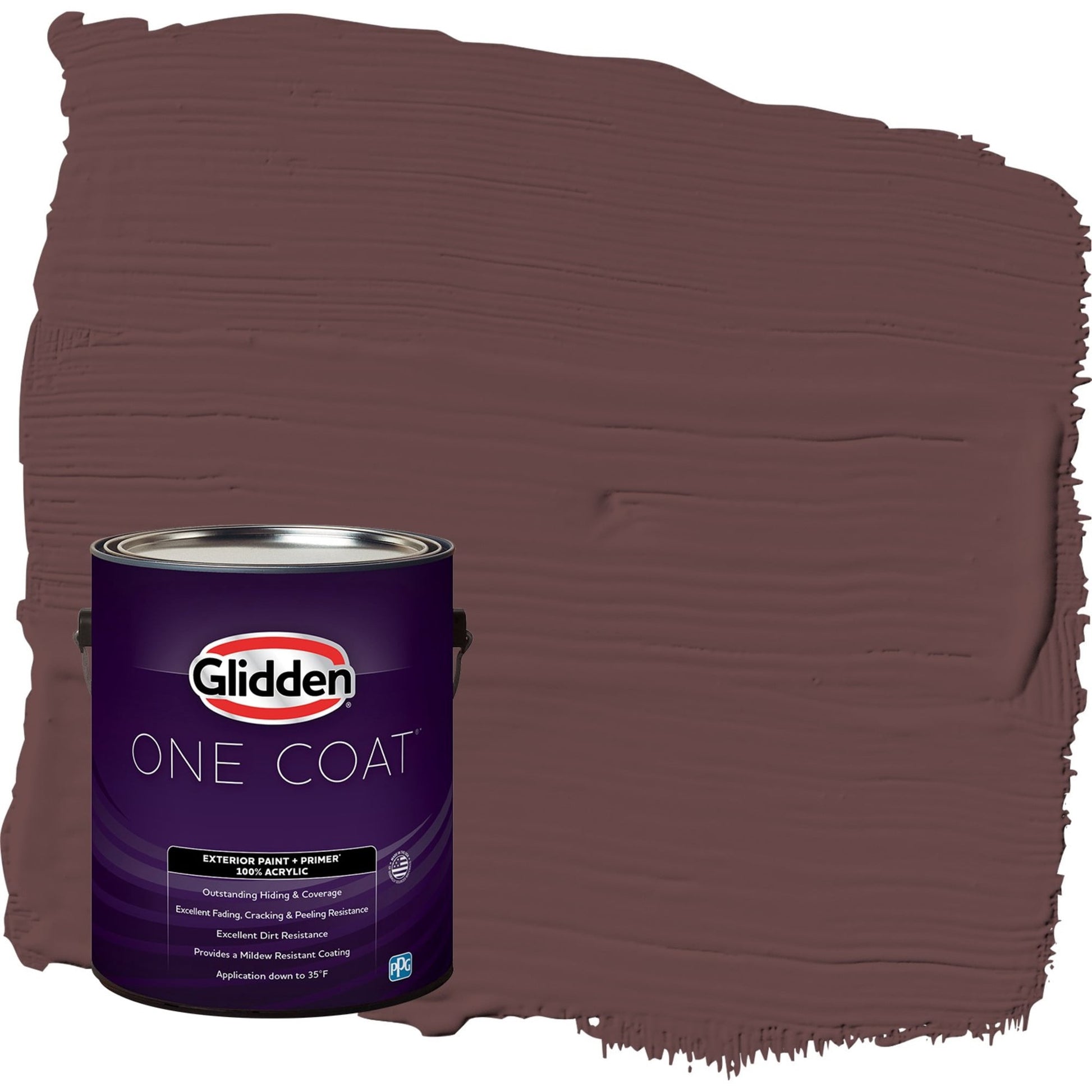 Glidden One Coat Chocolate Eclair / Red Satin Exterior Paint with Primer, 1 Gallon