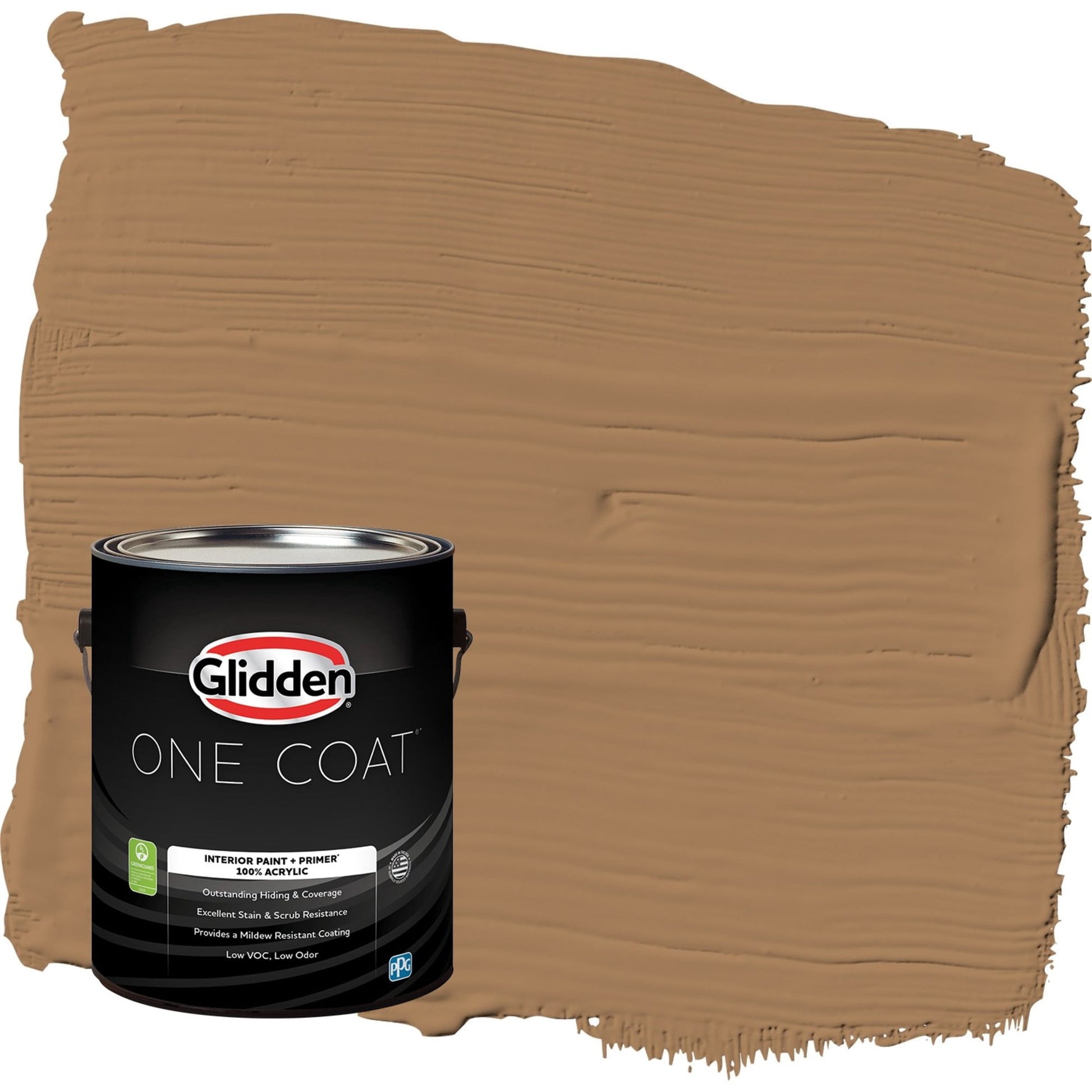 Glidden One Coat Cinnamon Crunch / Brown Flat Interior Paint with Primer, 1 Gallon