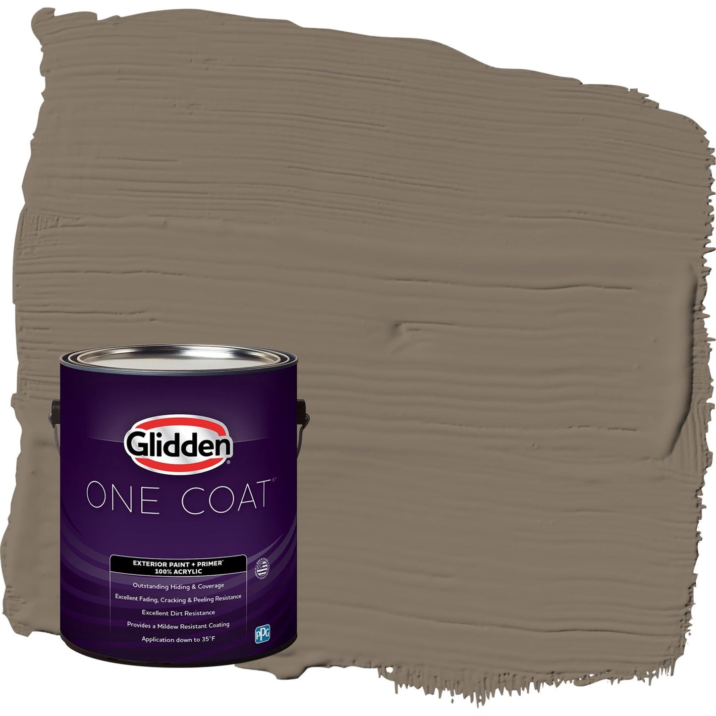 Glidden One Coat Clam Shell / Beige Satin Exterior Paint with Primer, 1 Gallon