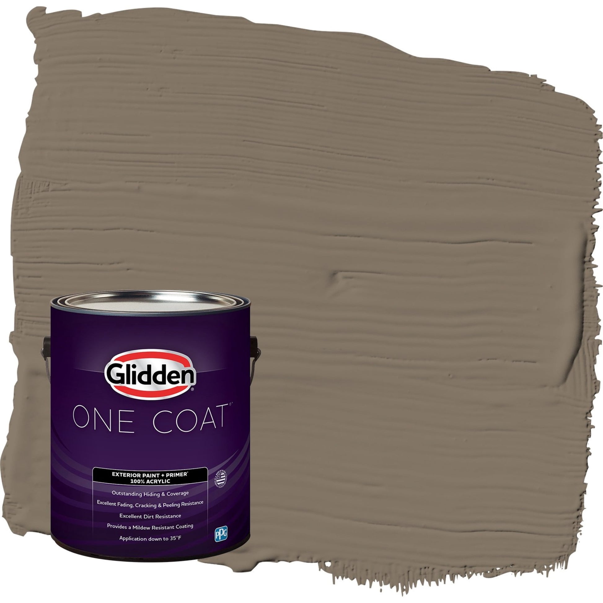 Glidden One Coat Clam Shell / Beige Satin Exterior Paint with Primer, 1 Gallon