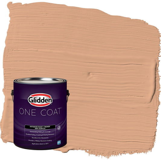 Glidden One Coat Clay Fire / Orange Satin Exterior Paint with Primer, 1 Gallon