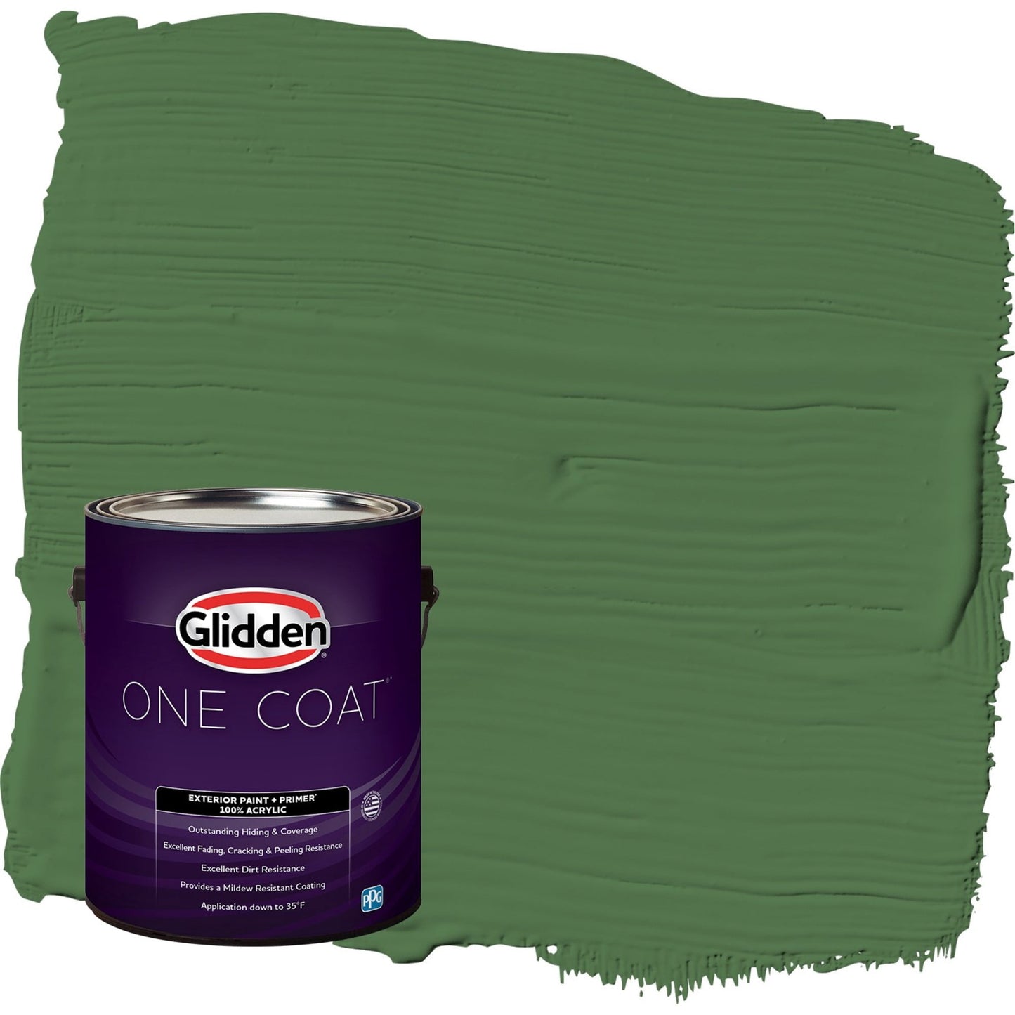 Glidden One Coat Clover Leaf / Green Satin Exterior Paint with Primer, 1 Gallon