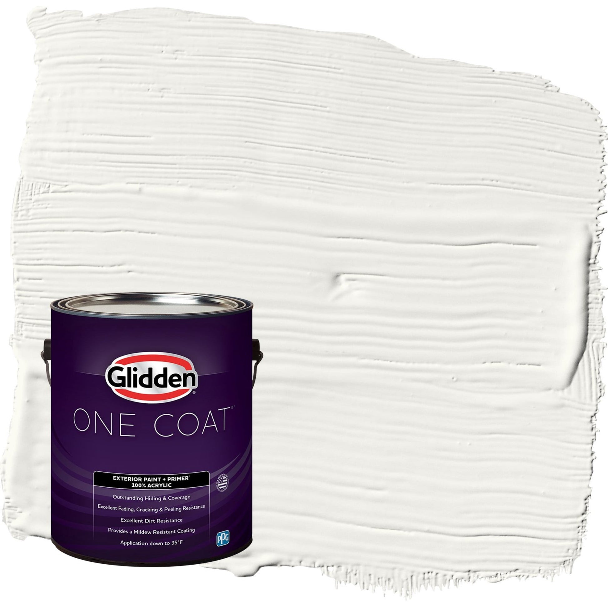 Glidden One Coat Commercial White / White Flat Exterior Paint with Primer, 1 Gallon