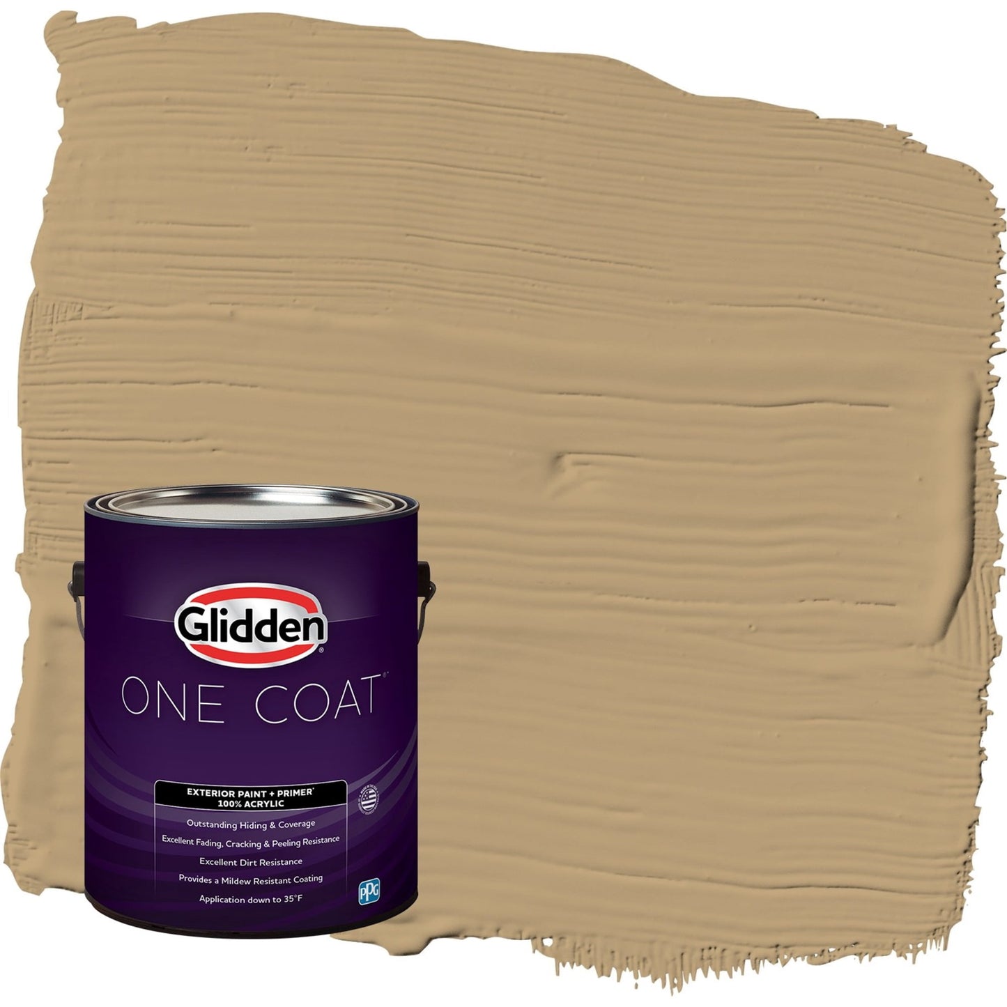 Glidden One Coat Earthy Ocher / Beige Satin Exterior Paint with Primer, 1 Gallon