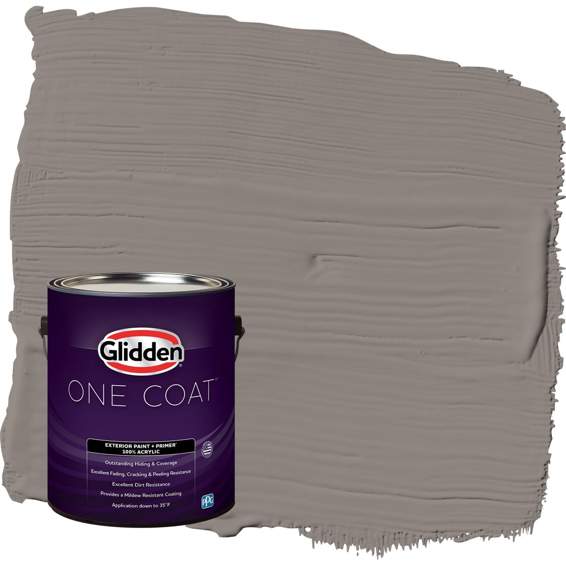 Glidden One Coat Elephant Gray / Grey Satin Exterior Paint with Primer, 1 Gallon