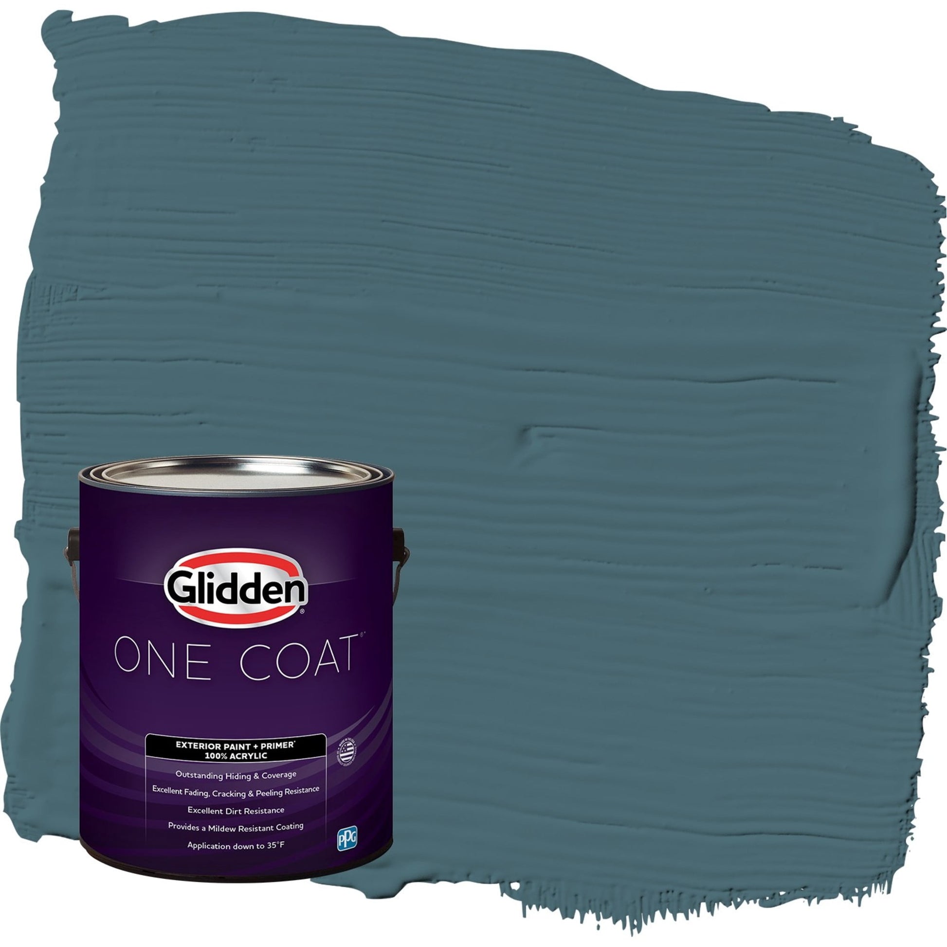 Glidden One Coat Azalea Leaf / Blue Semi-Gloss Exterior Paint with Primer, 1 Gallon