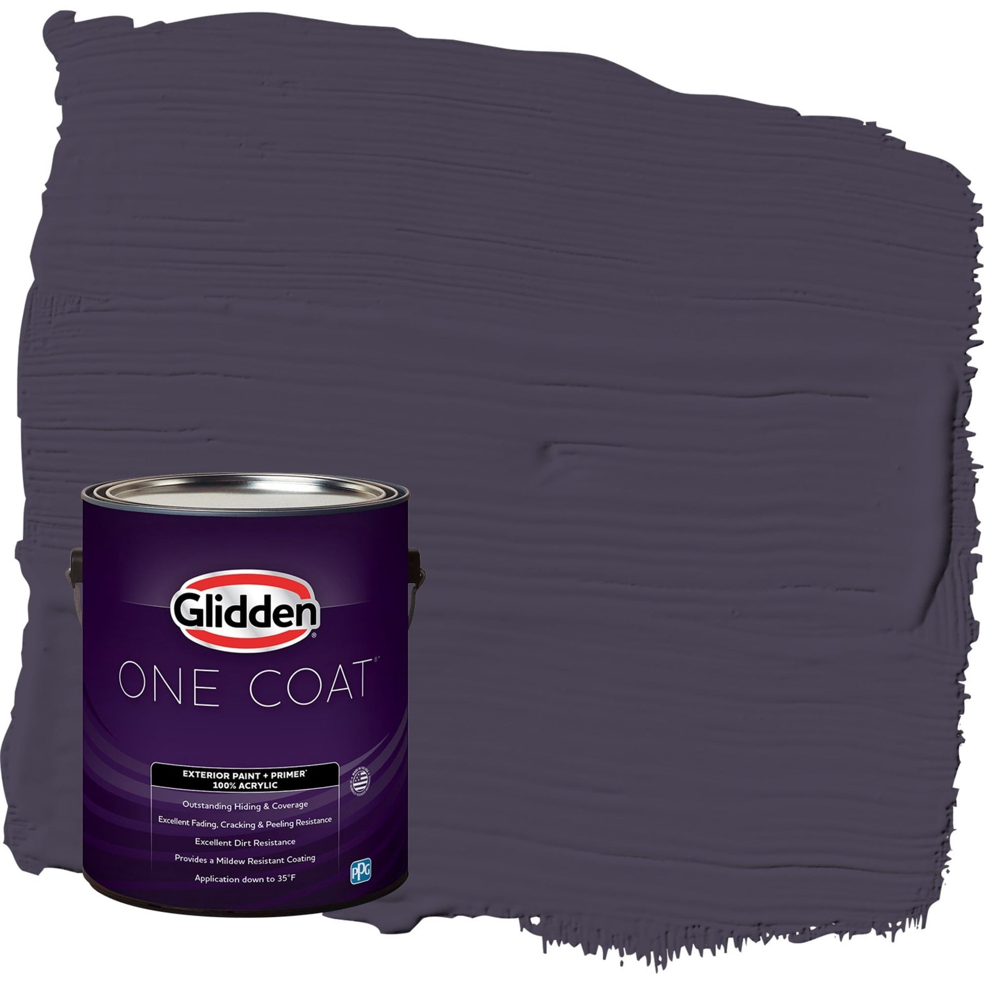 Glidden One Coat Blackberry / Purple Flat Exterior Paint with Primer, 1 Gallon