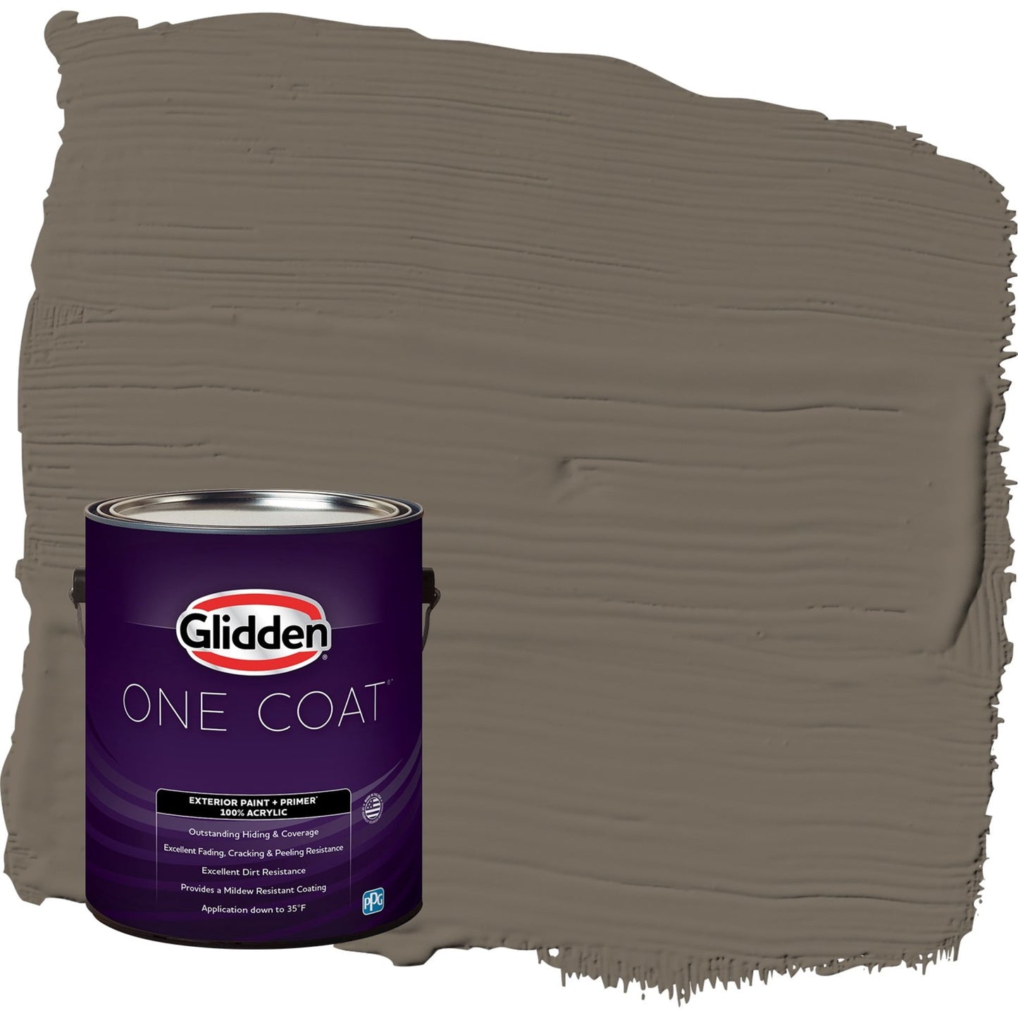 Glidden One Coat Granite / Brown Semi-Gloss Exterior Paint with Primer, 1 Gallon