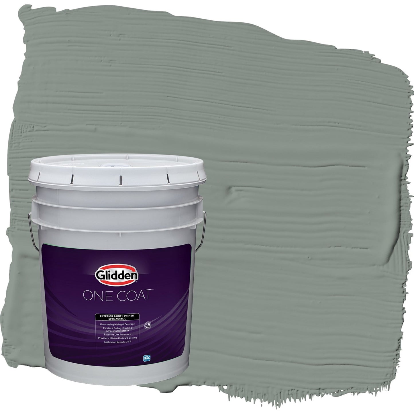 Glidden One Coat Gray Heron / Grey Semi-Gloss Exterior Paint with Primer, 5 Gallon
