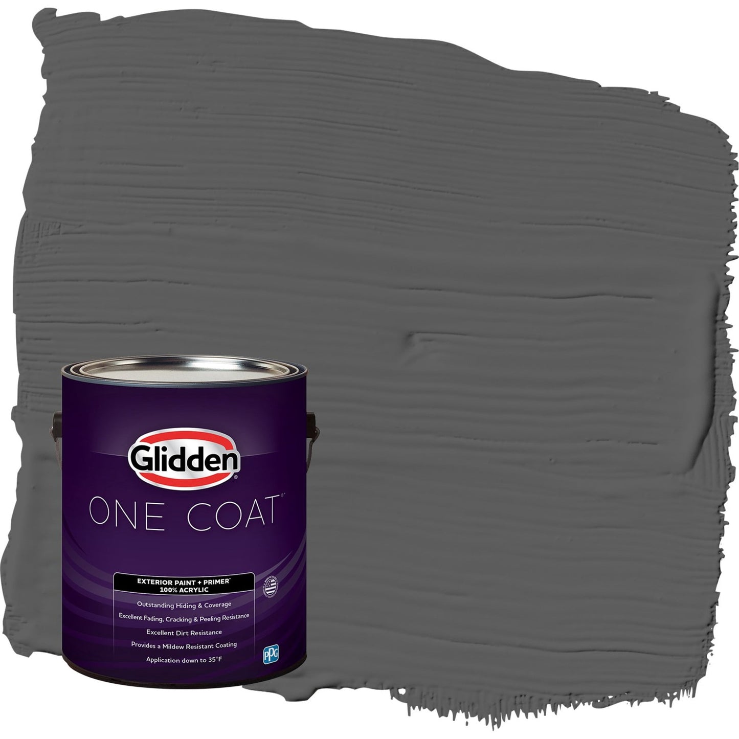 Glidden One Coat Knight's Armor / Gray Semi-Gloss Exterior Paint with Primer, 1 Gallon