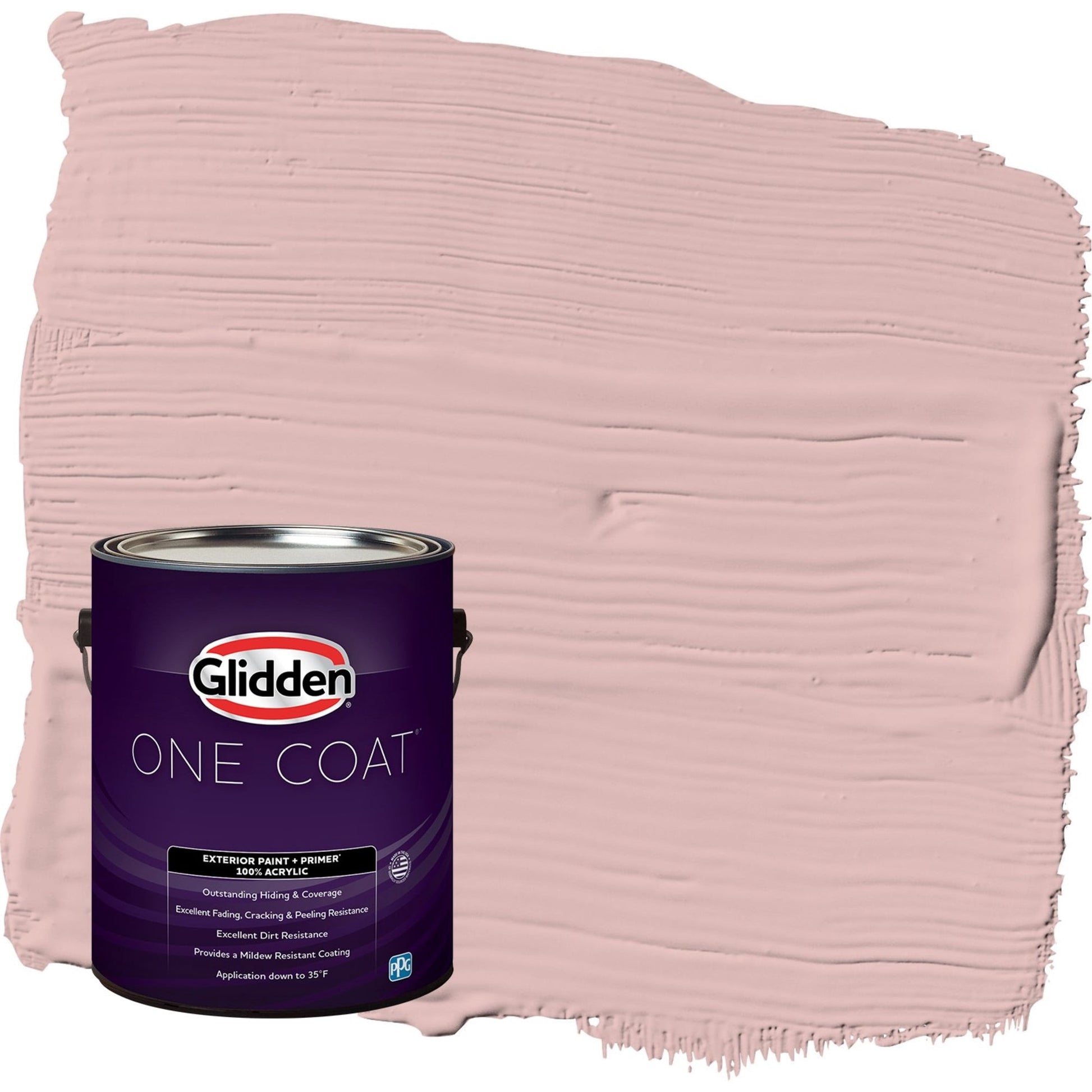 Glidden One Coat Rose Hip / Pink Flat Exterior Paint with Primer, 1 Gallon