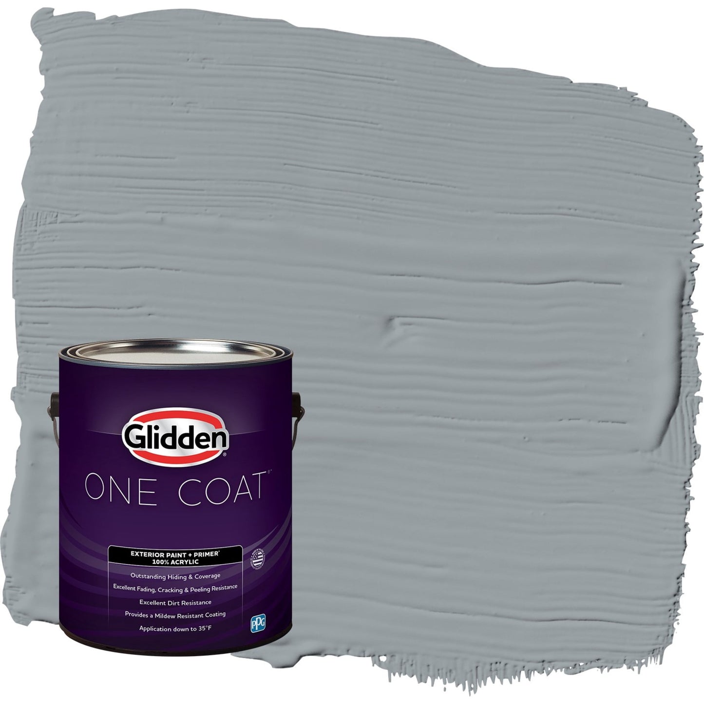 Glidden One Coat UFO / Gray Satin Exterior Paint with Primer, 1 Gallon