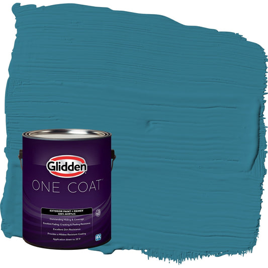 Glidden One Coat Adventure / Blue Semi-Gloss Exterior Paint with Primer, 1 Gallon