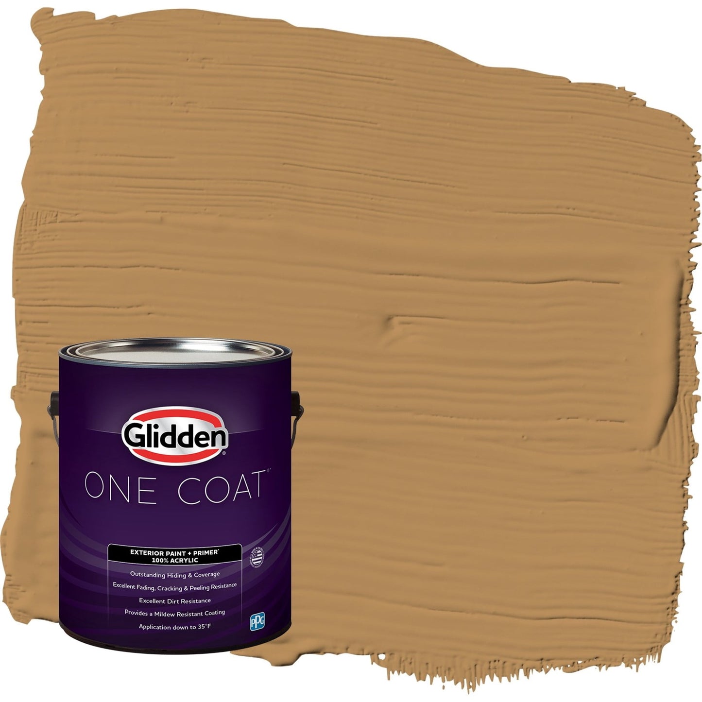 Glidden One Coat Allegro / Tan Satin Exterior Paint with Primer, 1 Gallon