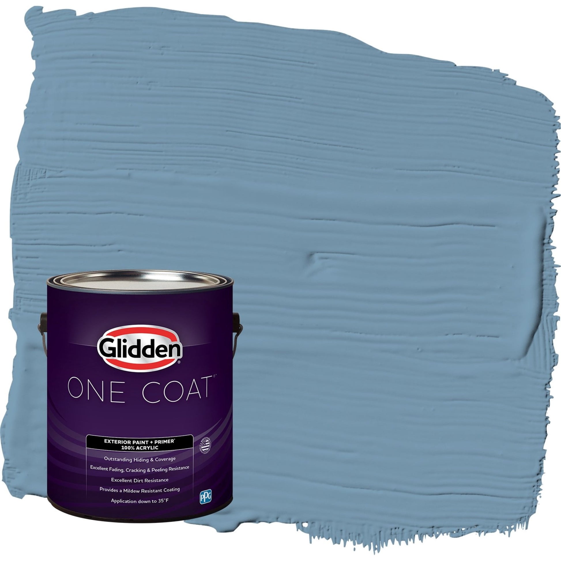 Glidden One Coat American Anthem / Blue Satin Exterior Paint with Primer, 1 Gallon