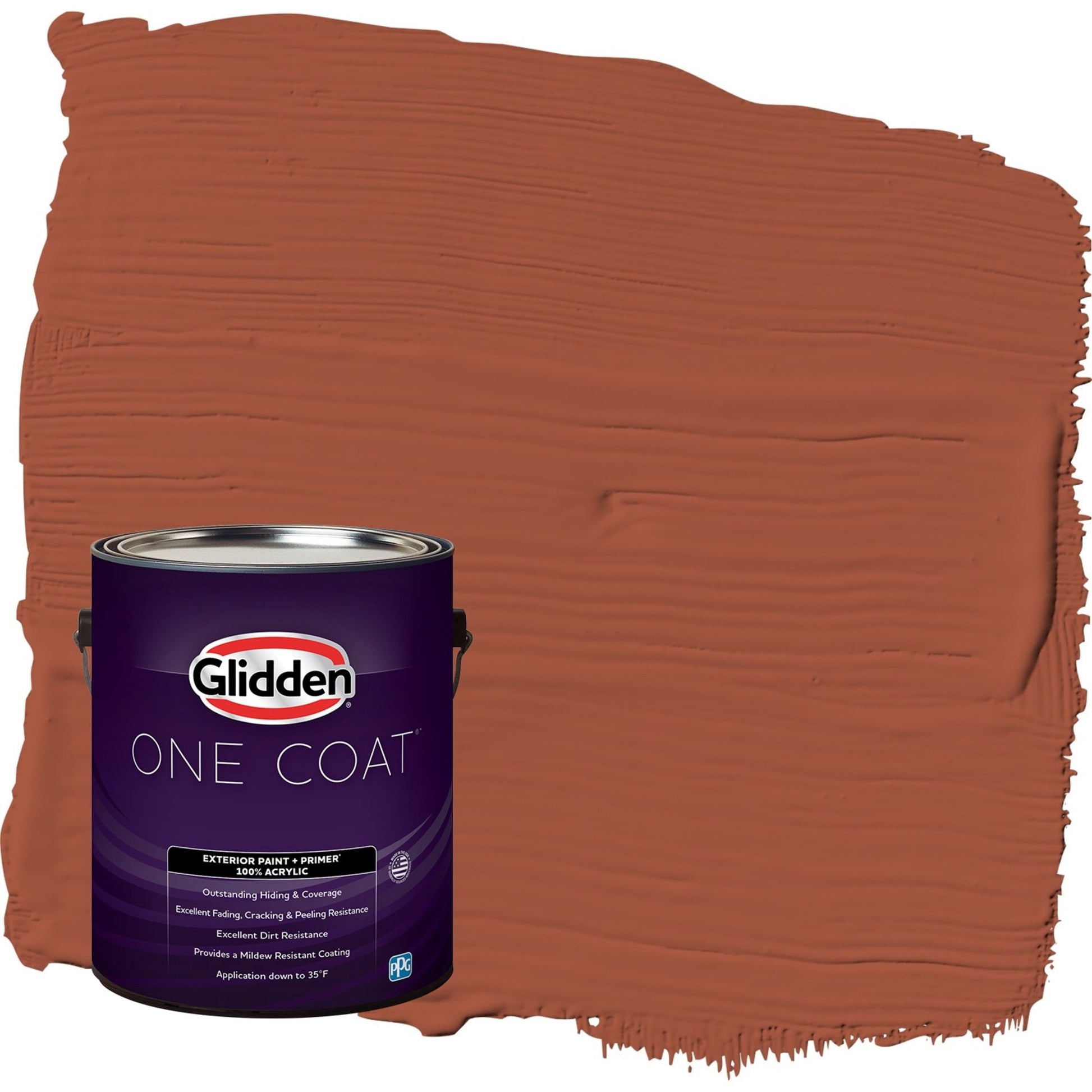 Glidden One Coat Ancient Copper / Orange Satin Exterior Paint with Primer, 1 Gallon