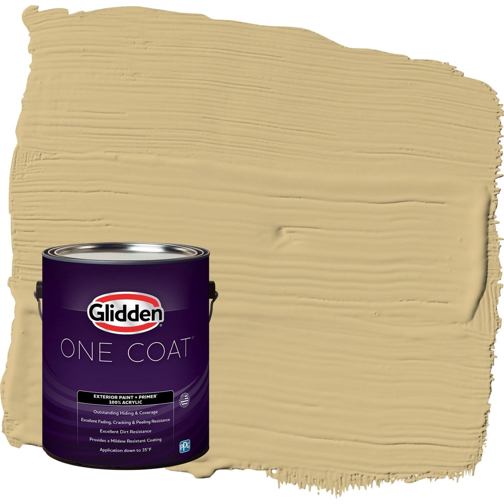 Glidden One Coat Appalachian Trail / Yellow Satin Exterior Paint with Primer, 1 Gallon