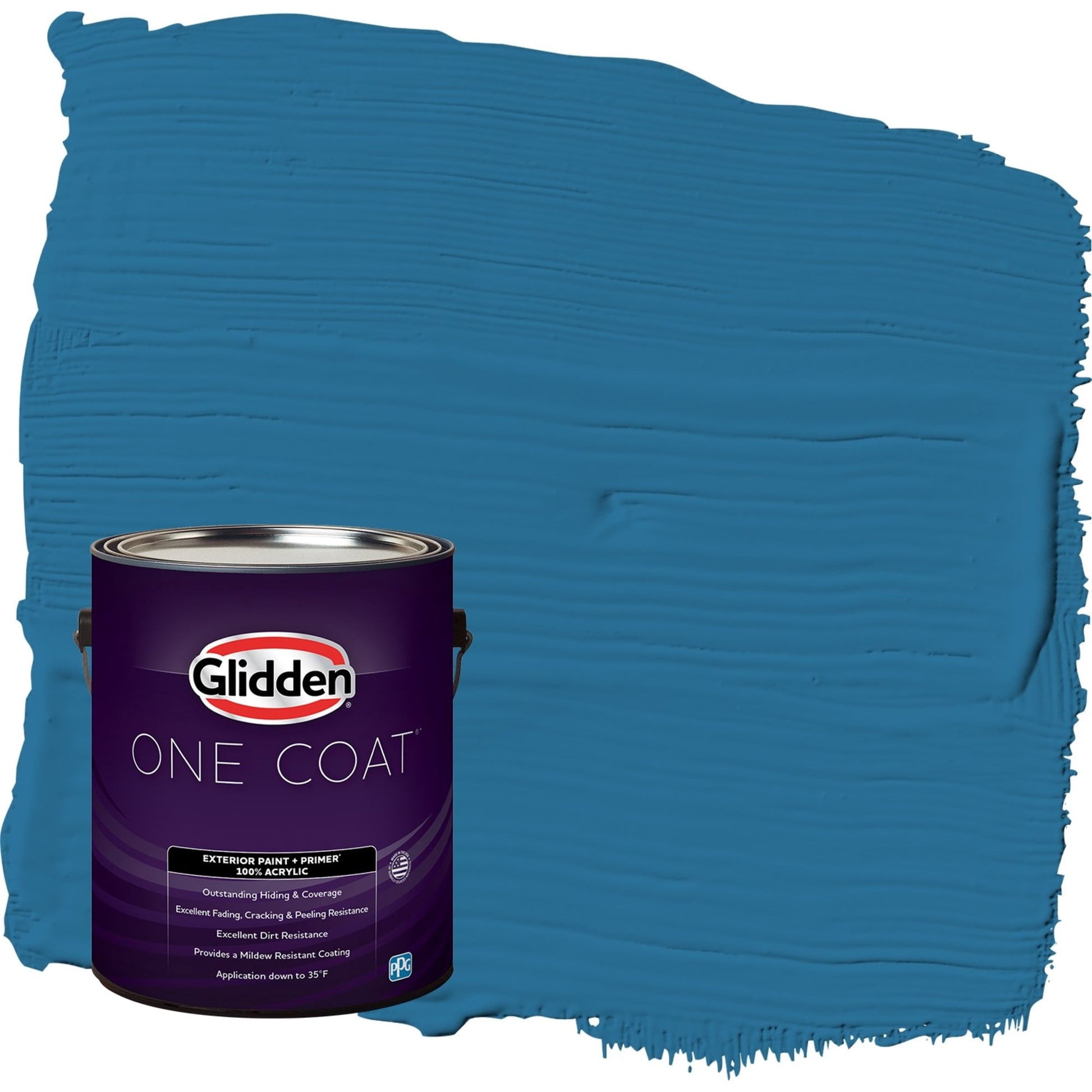 Glidden One Coat Blue Oasis / Blue Satin Exterior Paint with Primer, 1 Gallon