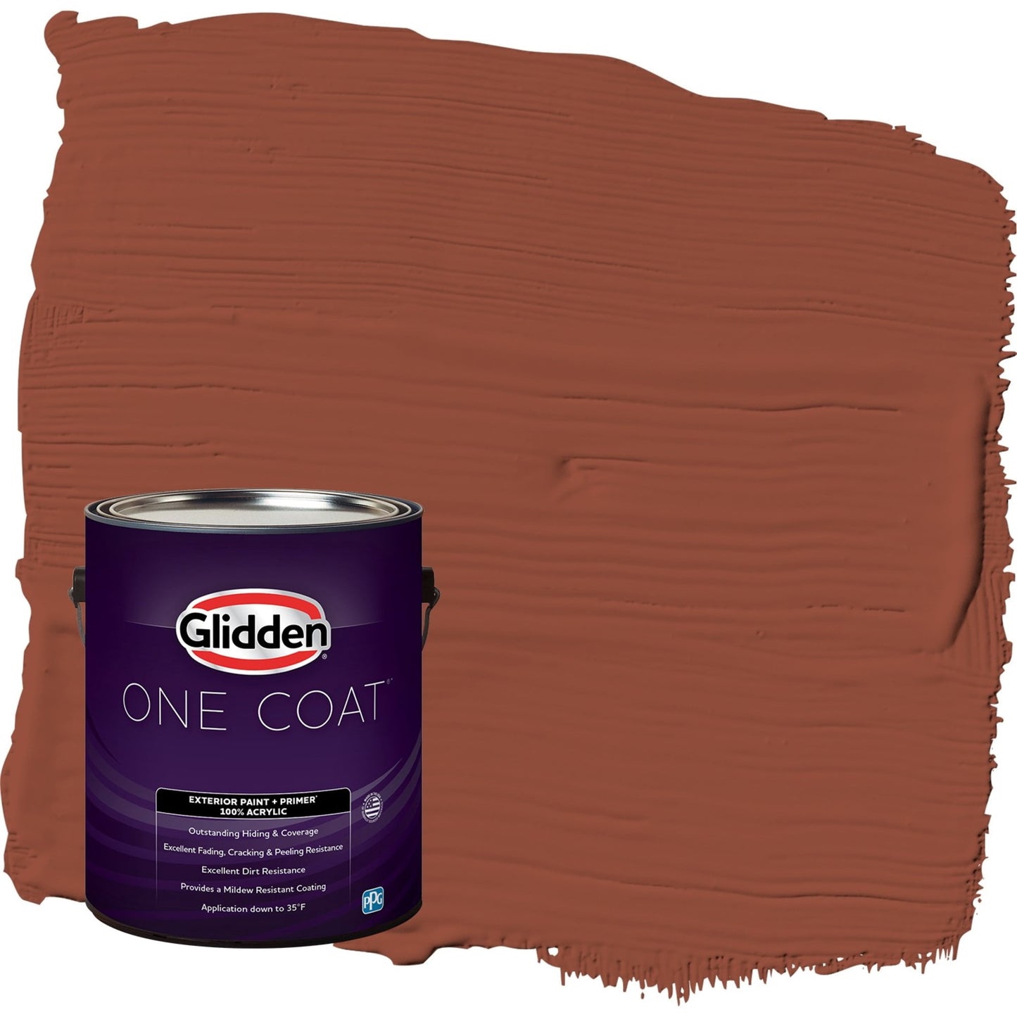 Glidden One Coat Burled Redwood / Brown Satin Exterior Paint with Primer, 1 Gallon