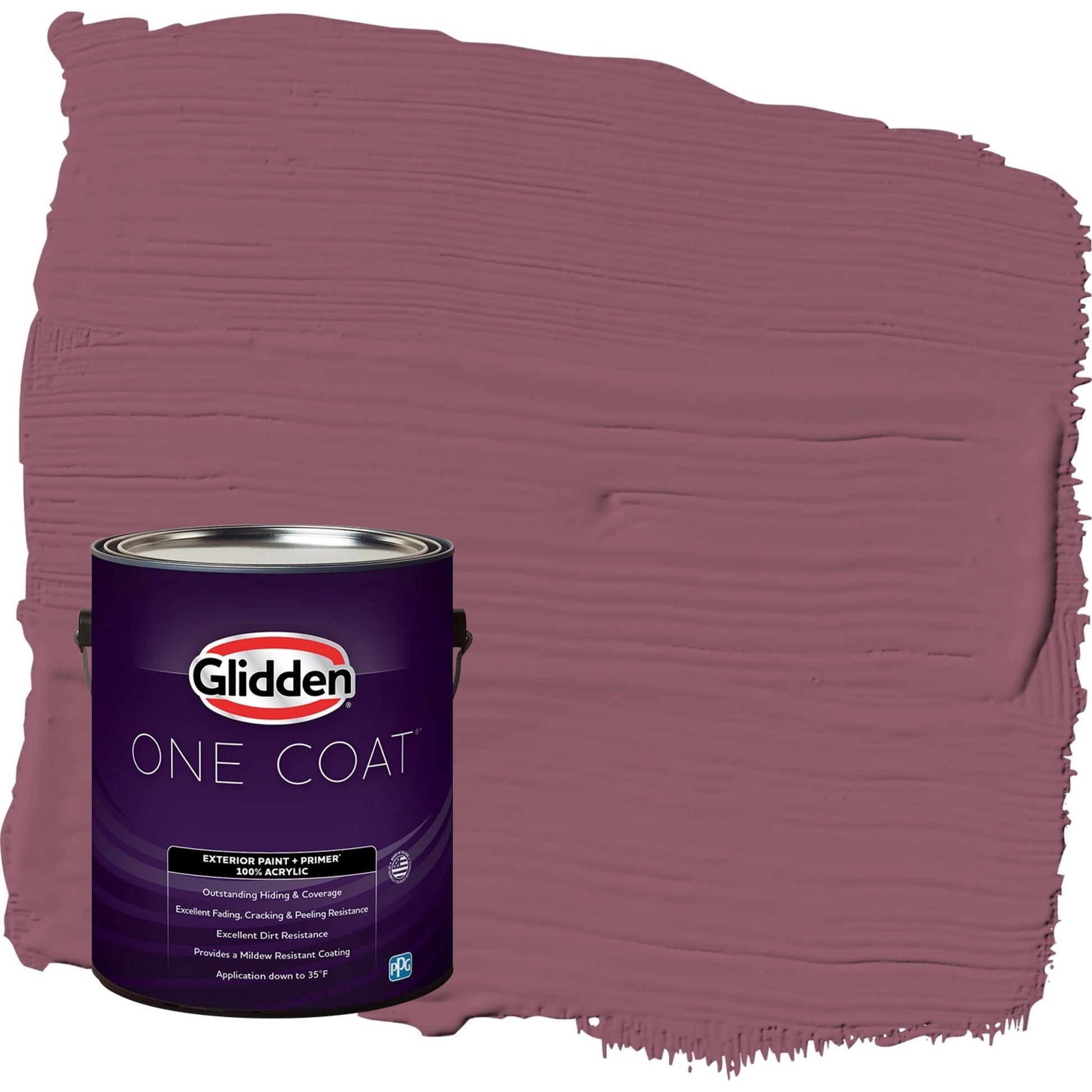 Glidden One Coat Cabernet / Purple Satin Exterior Paint with Primer, 1 Gallon