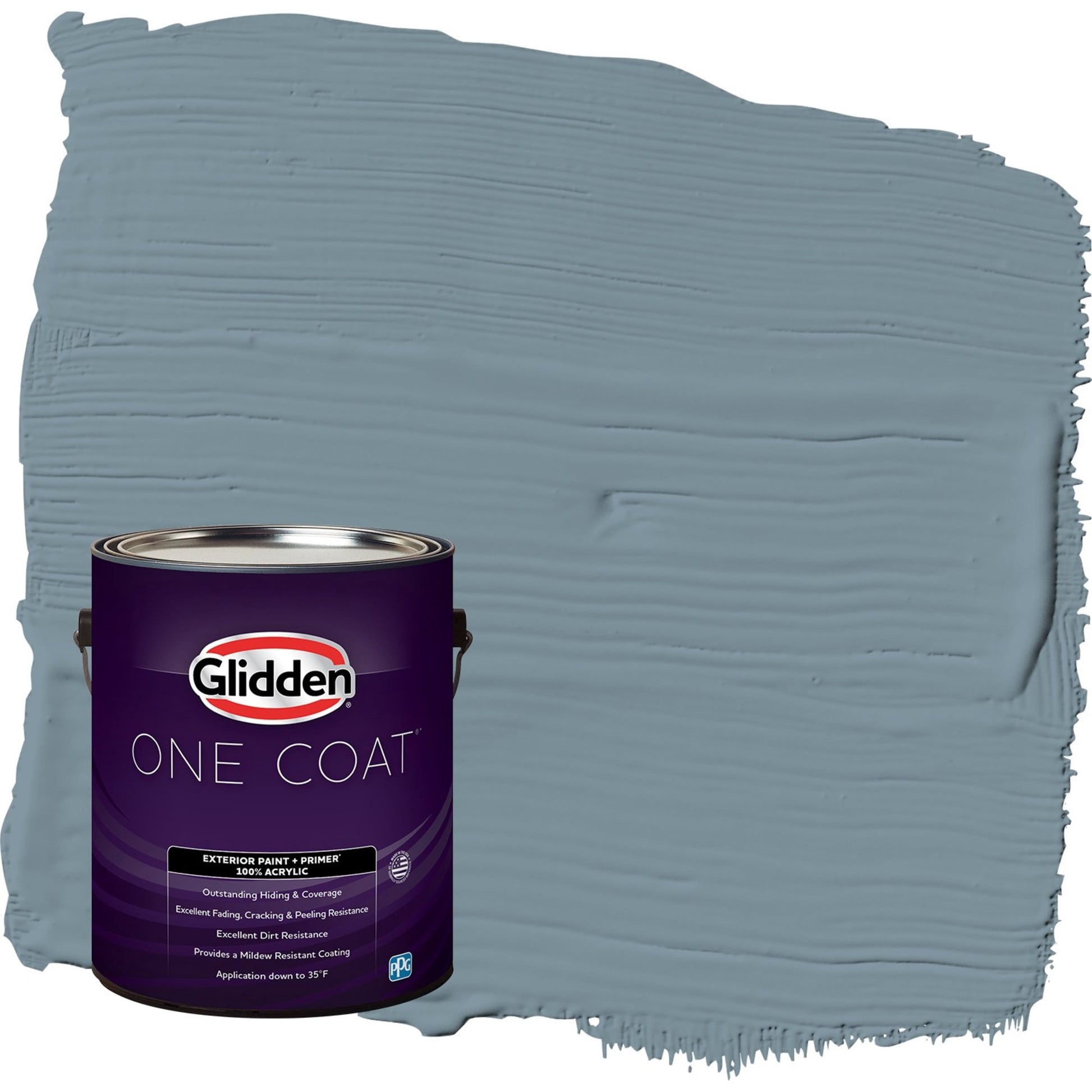 Glidden One Coat Chalky Blue / Blue Satin Exterior Paint with Primer, 1 Gallon