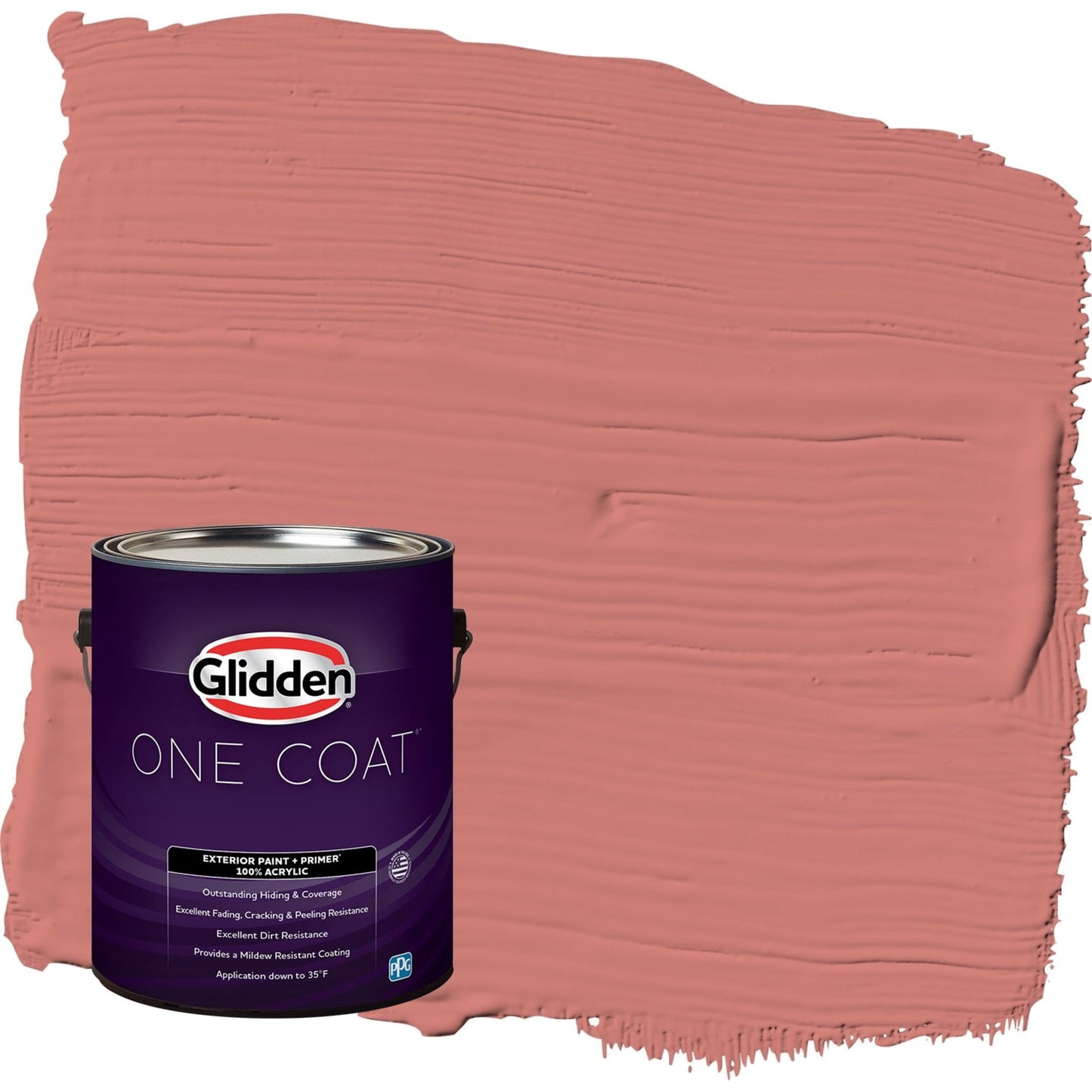 Glidden One Coat Chili Pepper / Red Satin Exterior Paint with Primer, 1 Gallon