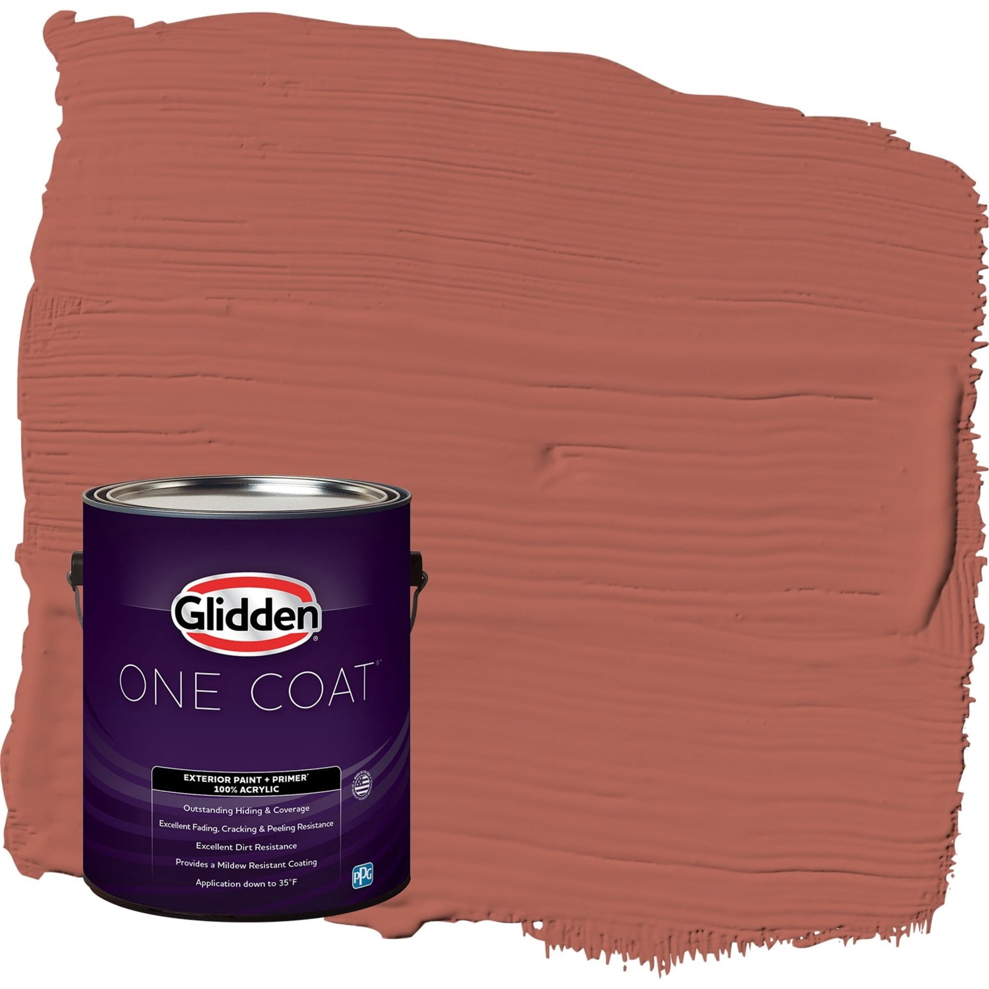 Glidden One Coat Cinnabar / Red Flat Exterior Paint with Primer, 1 Gallon