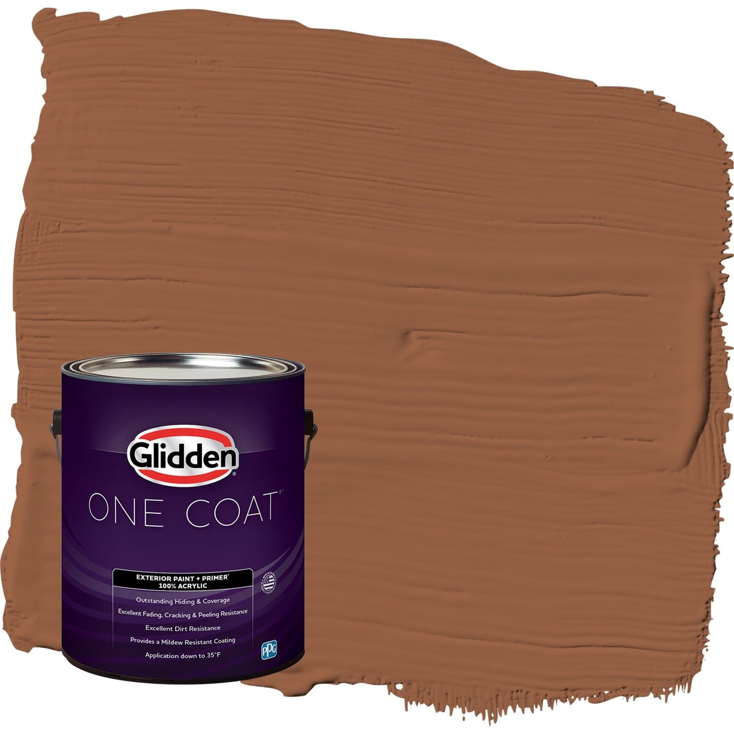 Glidden One Coat Cinnamon Spice / Orange Semi-Gloss Exterior Paint with Primer, 1 Gallon