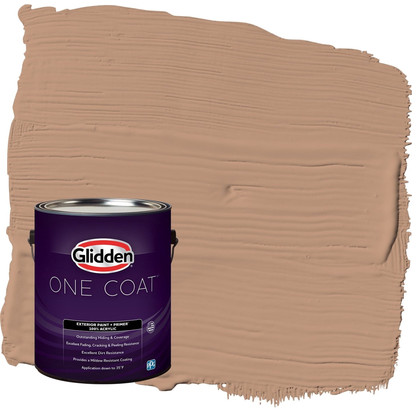 Glidden One Coat Cool Clay / Beige Flat Exterior Paint with Primer, 1 Gallon