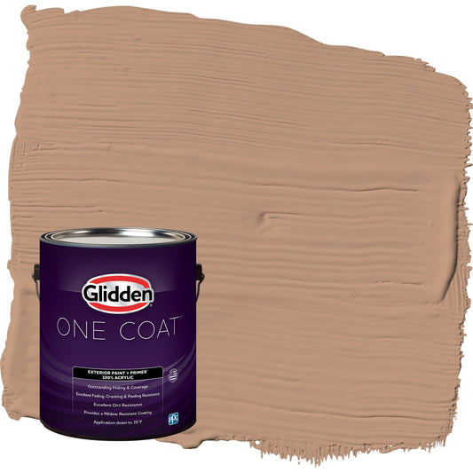 Glidden One Coat Cool Clay / Beige Semi-Gloss Exterior Paint with Primer, 1 Gallon