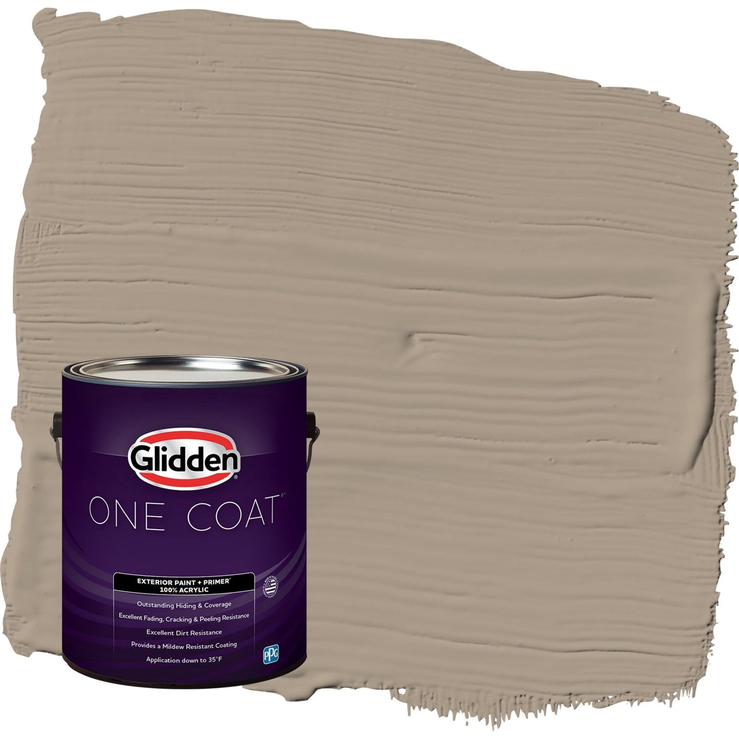 Glidden One Coat Diversion / Gray Semi-Gloss Exterior Paint with Primer, 1 Gallon