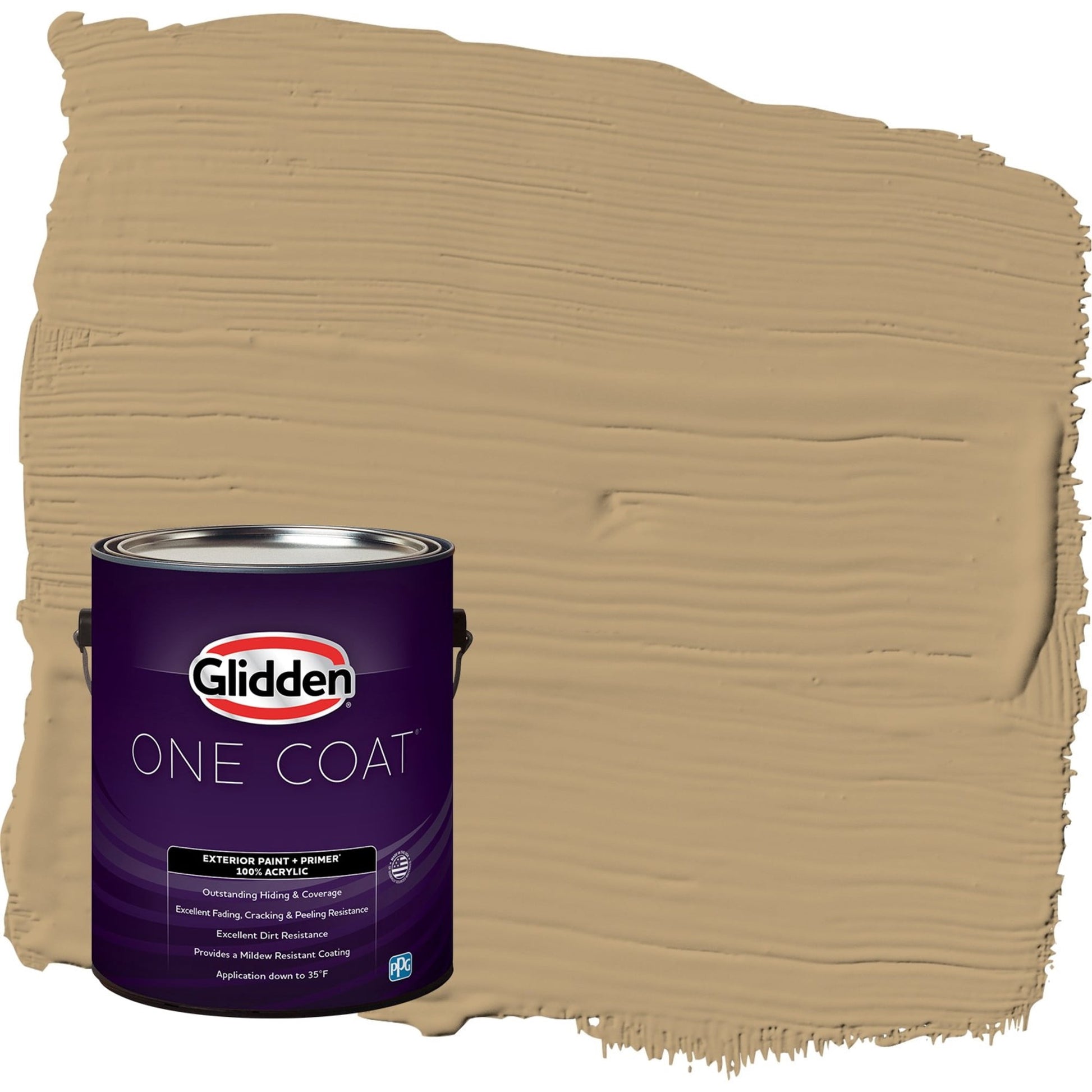 Glidden One Coat Earthy Ocher / Beige Flat Exterior Paint with Primer, 1 Gallon