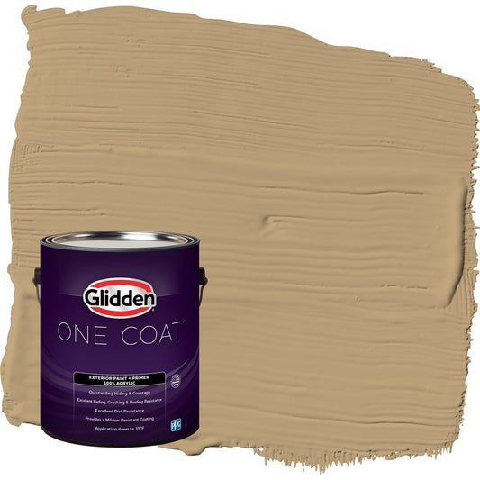 Glidden One Coat Earthy Ocher / Beige Semi-Gloss Exterior Paint with Primer, 1 Gallon