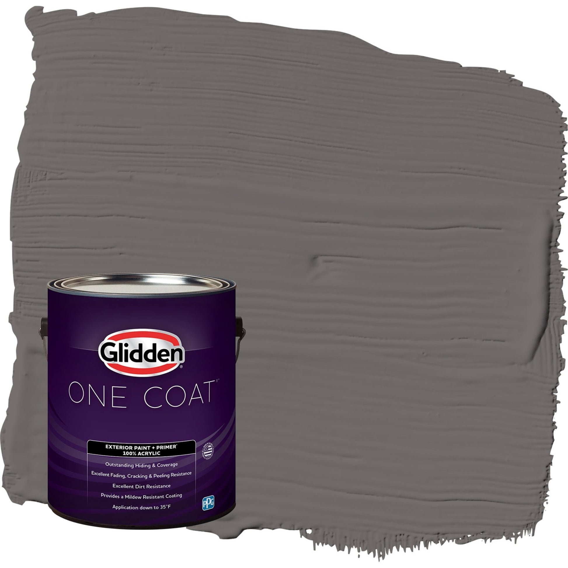 Glidden One Coat Gibraltar Gray / Grey Flat Exterior Paint with Primer, 1 Gallon