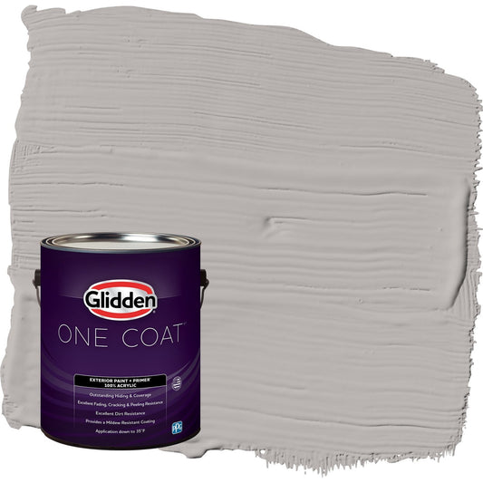 Glidden One Coat Gray Marble / Grey Satin Exterior Paint with Primer, 1 Gallon