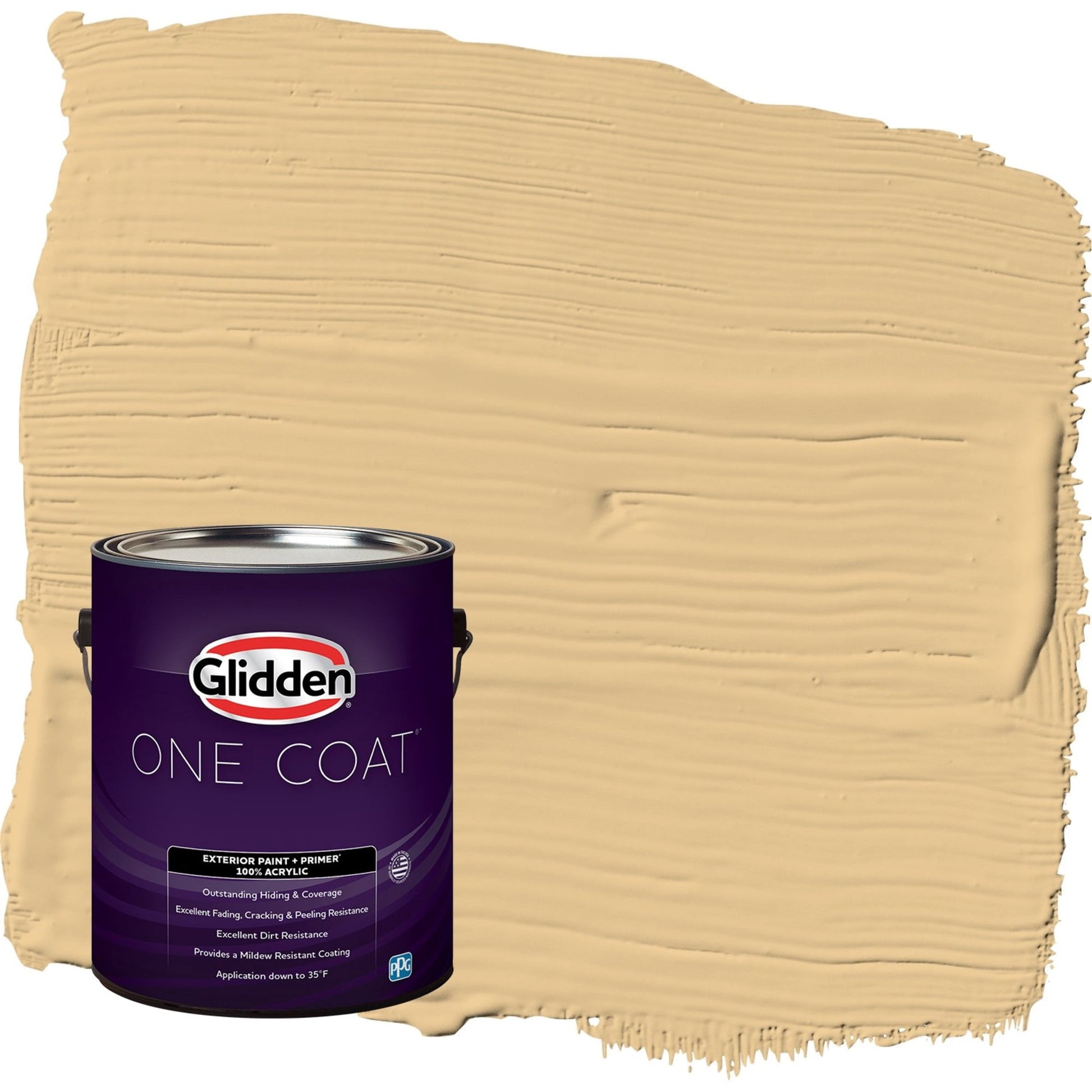 Glidden One Coat Halo / Yellow Flat Exterior Paint with Primer, 1 Gallon