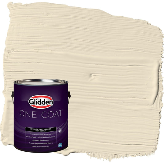 Glidden One Coat Heavy Cream / Beige Flat Exterior Paint with Primer, 1 Gallon